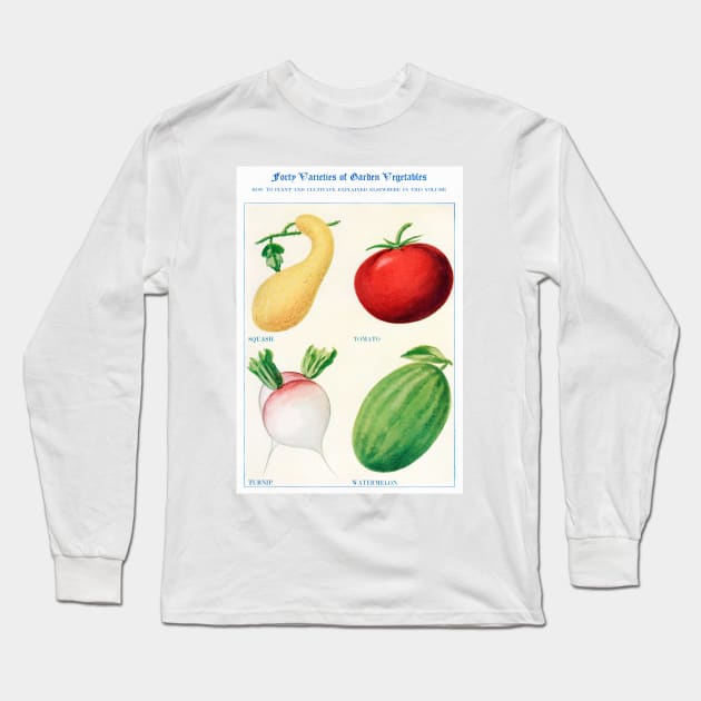 Garden Vegetable watercolor illustration (1915) Long Sleeve T-Shirt by WAITE-SMITH VINTAGE ART